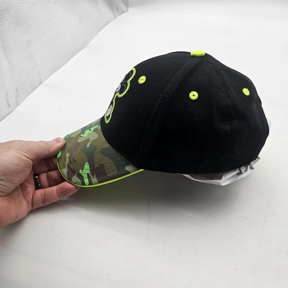 Disney Mickey Mouse Hat Cap Strap Back‎ Boys Adjustable Black Camo Neon Green